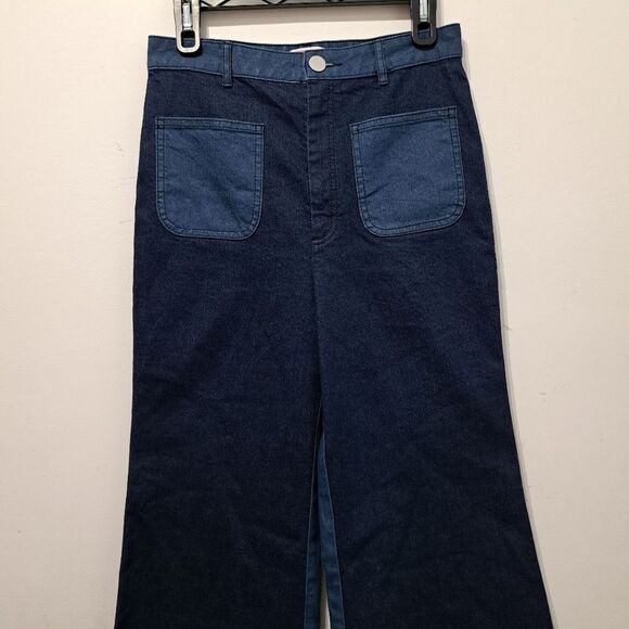 Kate Spade Colorblock Two Tone Wide Leg Flare Jeans Size 28 Blue NWOT - Picture 17 of 17